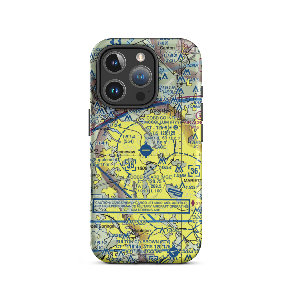 Cobb County-Mc Collum Field (RYY) VFR Sectional  Tough iPhone Case iPhone 16 Pro model shown