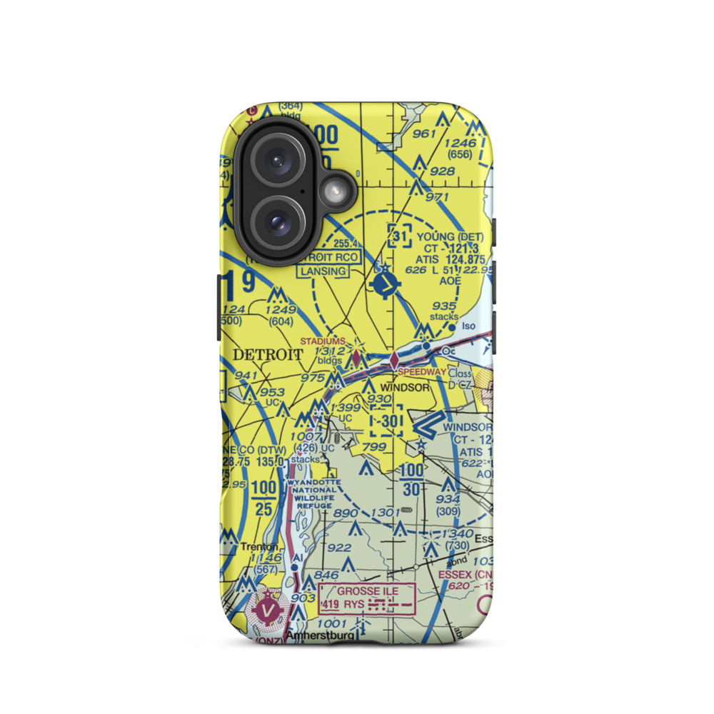 Cobo Hall Heliport (84G) VFR Sectional  Tough iPhone Case iPhone 16 model shown