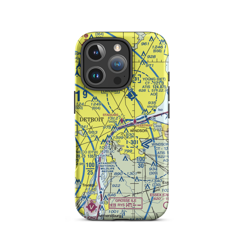 Cobo Hall Heliport (84G) VFR Sectional  Tough iPhone Case iPhone 16 Pro model shown