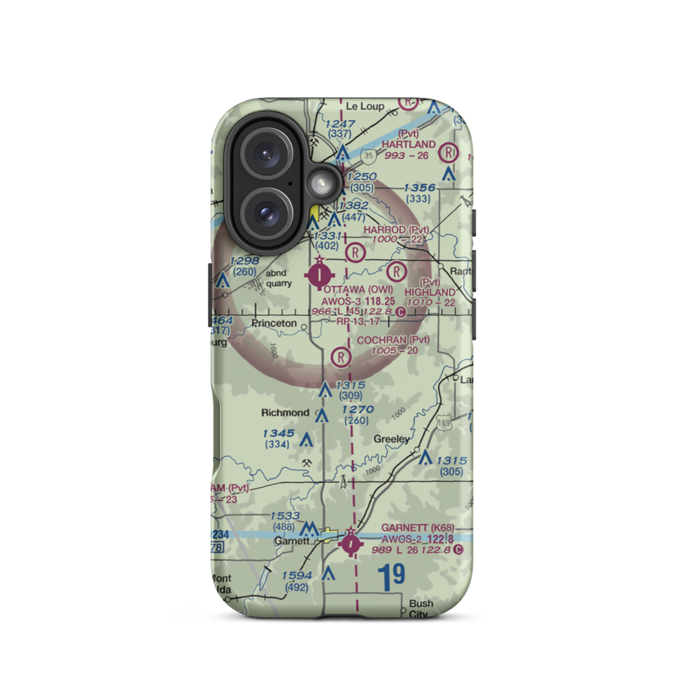Cochran Airport (1KS1) VFR Sectional  Tough iPhone Case iPhone 16 model shown