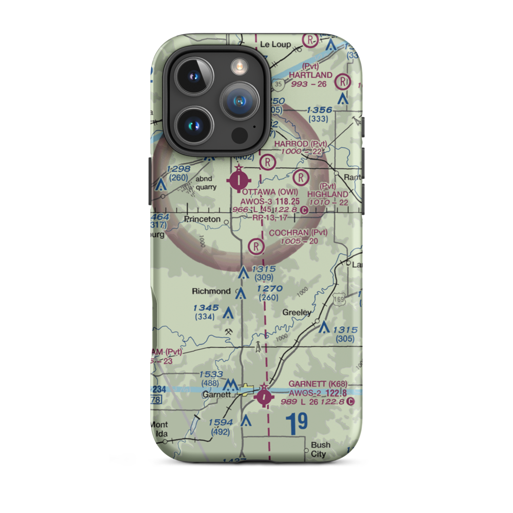 Cochran Airport (1KS1) VFR Sectional  Tough iPhone Case iPhone 16 Pro Max model shown
