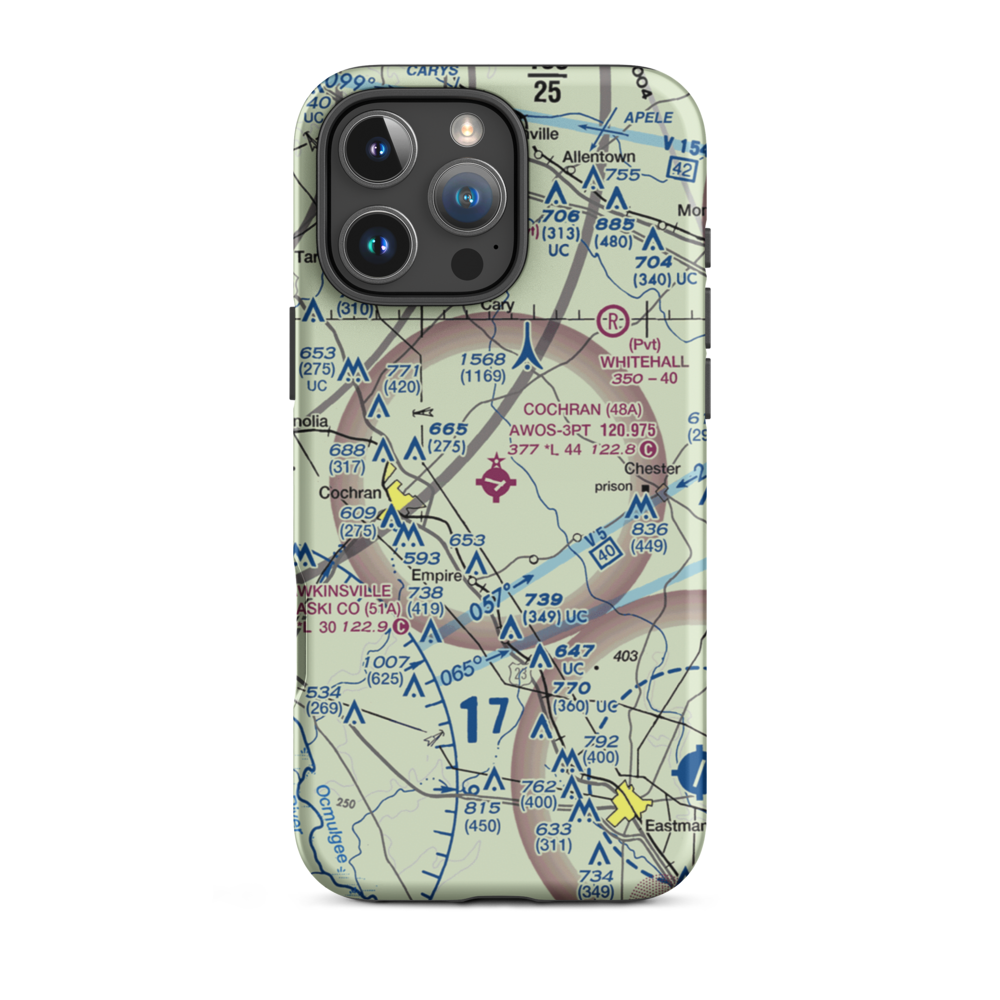 Cochran Airport (48A) VFR Sectional  Tough iPhone Case iPhone 16 Pro Max model shown