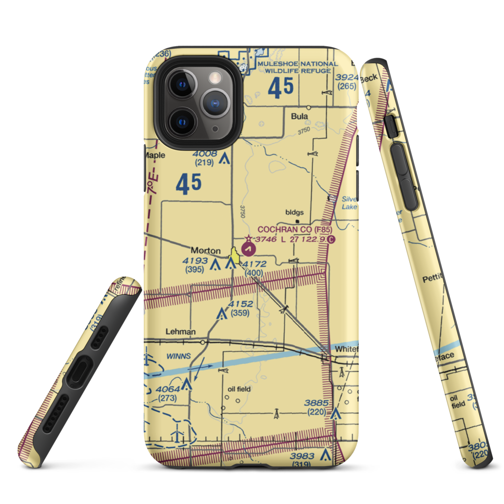 Cochran County Airport (F85) VFR Sectional  Tough iPhone Case iPhone 11 Pro Max model shown