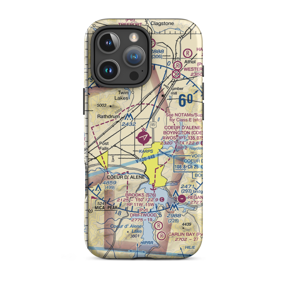 Coeur D'Alene - Pappy Boyington Field (COE) VFR Sectional  Tough iPhone Case iPhone 16 Pro Max model shown