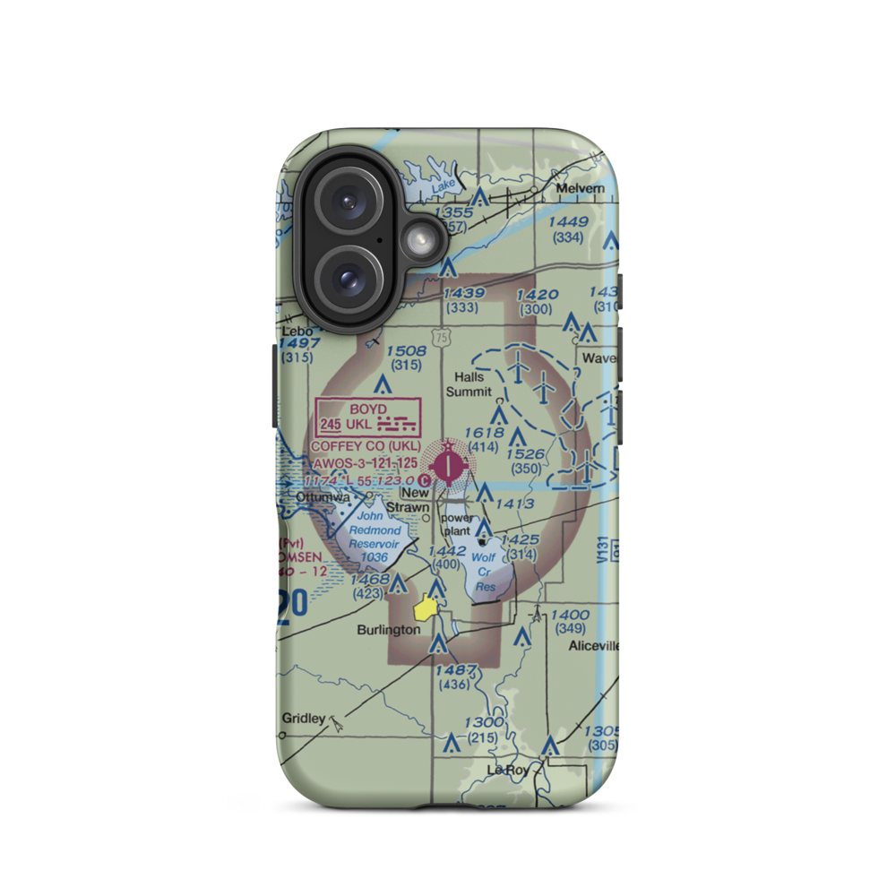 Coffey County Airport (UKL) VFR Sectional  Tough iPhone Case iPhone 16 model shown