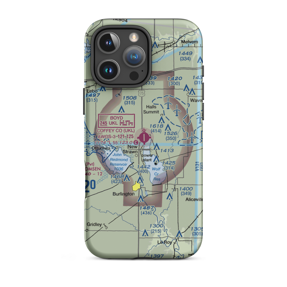 Coffey County Airport (UKL) VFR Sectional  Tough iPhone Case iPhone 16 Pro Max model shown