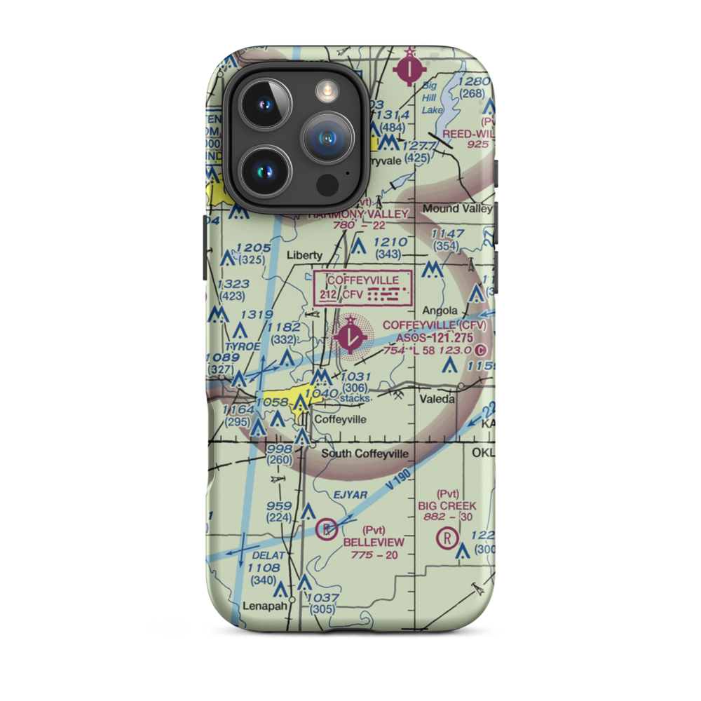 Coffeyville Municipal Airport (CFV) VFR Sectional  Tough iPhone Case iPhone 16 Pro Max model shown