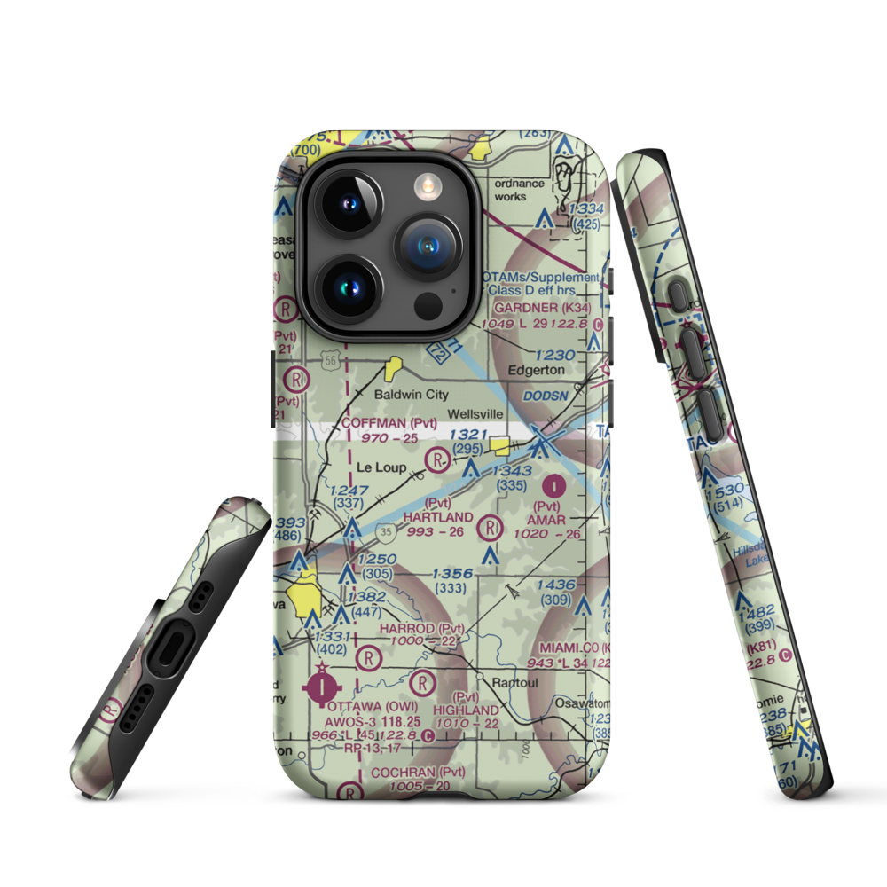 Coffman Airport (09KS) VFR Sectional  Tough iPhone Case iPhone 15 Pro model shown
