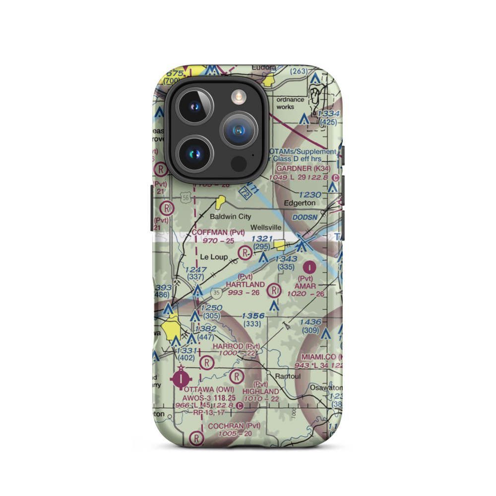 Coffman Airport (09KS) VFR Sectional  Tough iPhone Case iPhone 16 Pro model shown