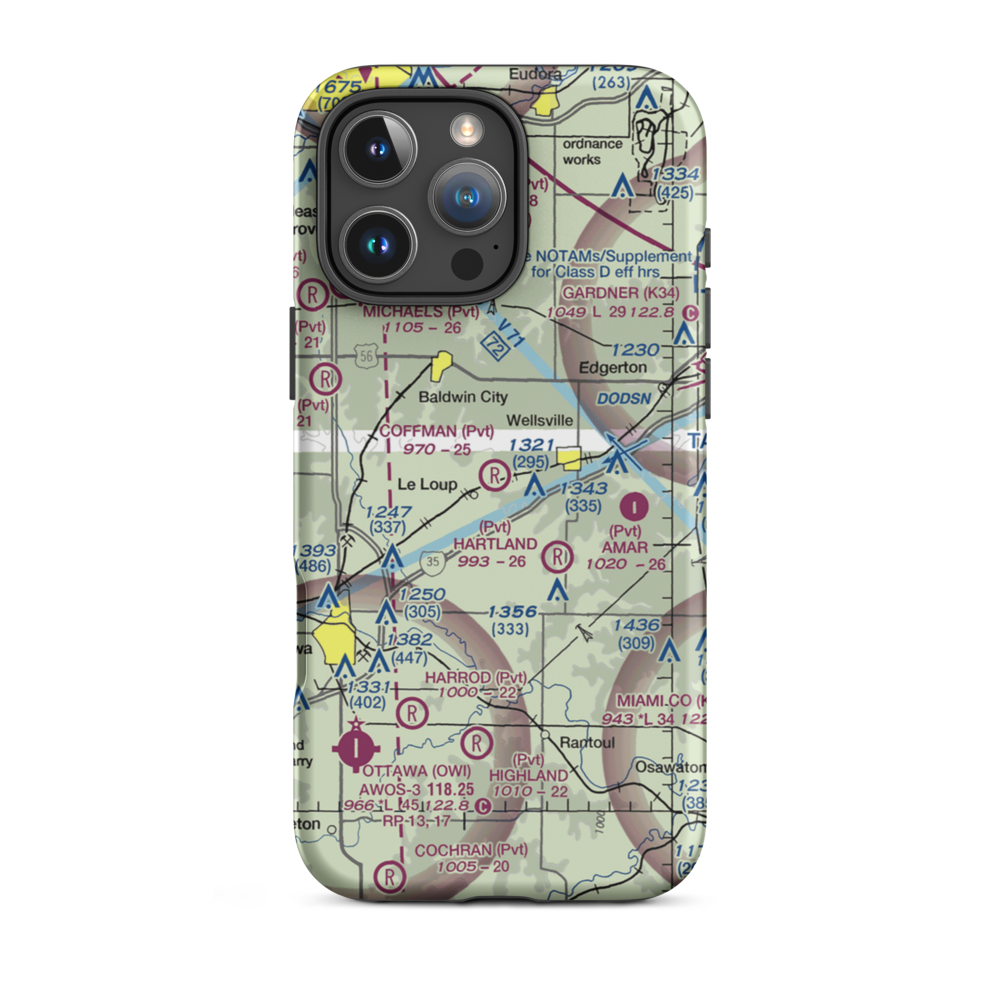 Coffman Airport (09KS) VFR Sectional  Tough iPhone Case iPhone 16 Pro Max model shown