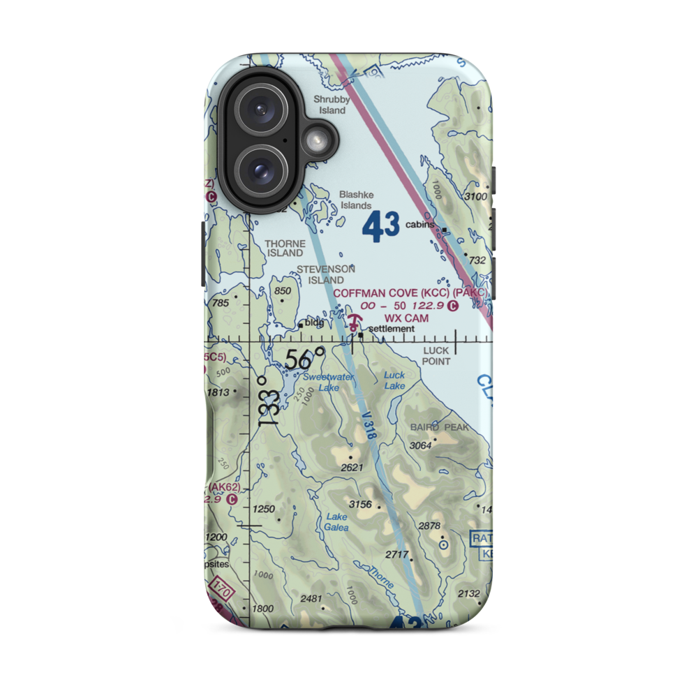 Coffman Cove Seaplane Base (KCC) VFR Sectional  Tough iPhone Case iPhone 16 Plus model shown