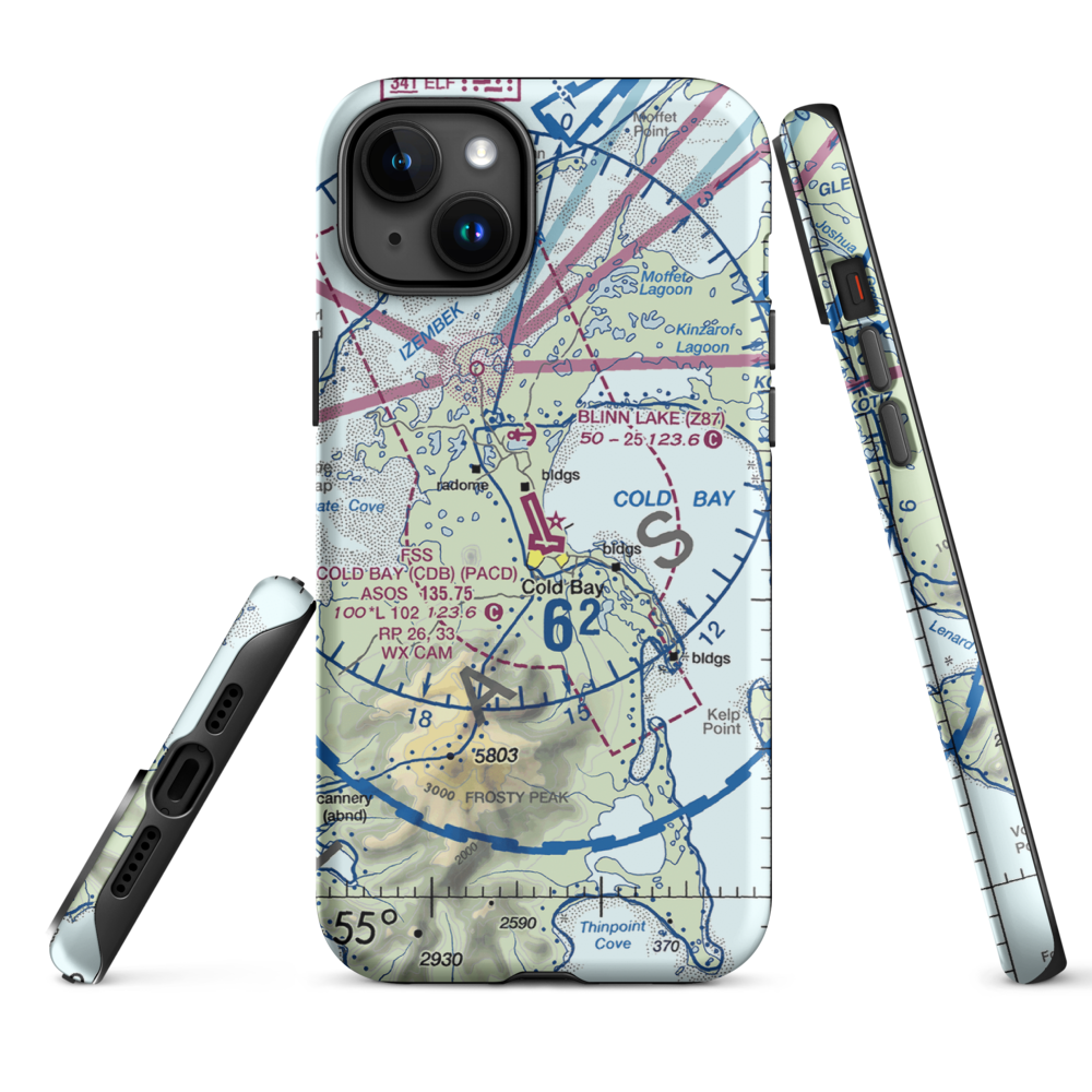Cold Bay Airport (CDB) VFR Sectional  Tough iPhone Case iPhone 15 Plus model shown