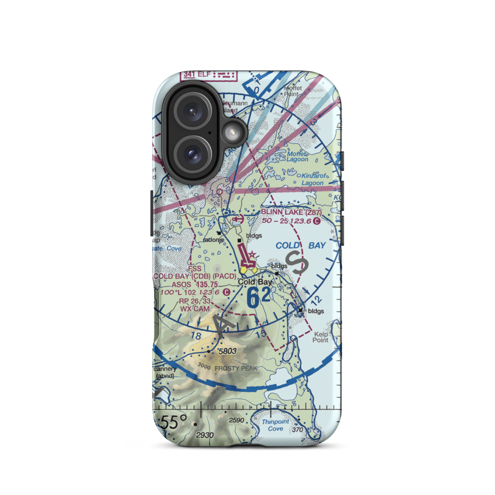 Cold Bay Airport (CDB) VFR Sectional  Tough iPhone Case iPhone 16 model shown