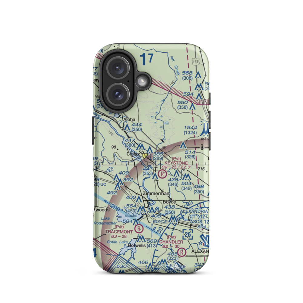 Colfax Airport (L40) VFR Sectional  Tough iPhone Case iPhone 16 model shown