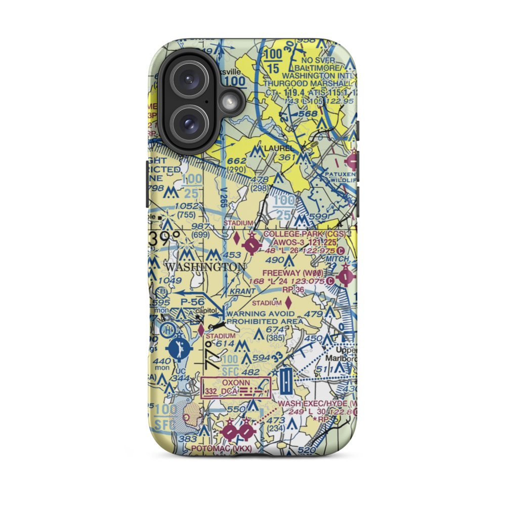 College Park Airport (CGS) VFR Sectional  Tough iPhone Case iPhone 16 Plus model shown