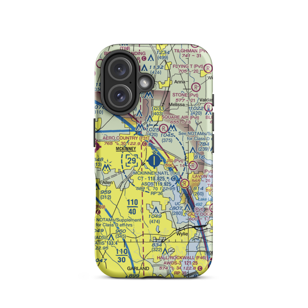 Collin County Regional At Mc Kinney Airport (TKI) VFR Sectional  Tough iPhone Case iPhone 16 model shown