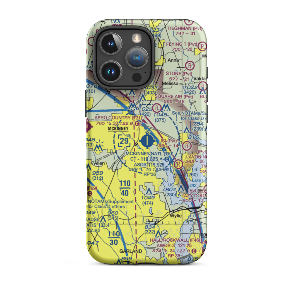 Collin County Regional At Mc Kinney Airport (TKI) VFR Sectional  Tough iPhone Case iPhone 16 Pro Max model shown