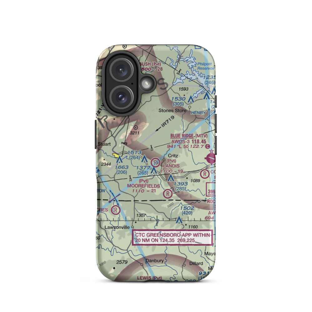 Collins Airport (VG16) VFR Sectional  Tough iPhone Case iPhone 16 model shown