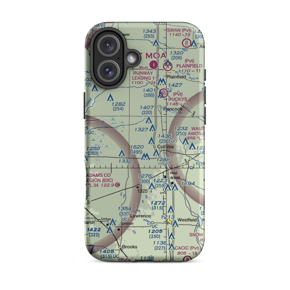 Coloma Municipal Airport (9WN9) VFR Sectional  Tough iPhone Case iPhone 16 Plus model shown