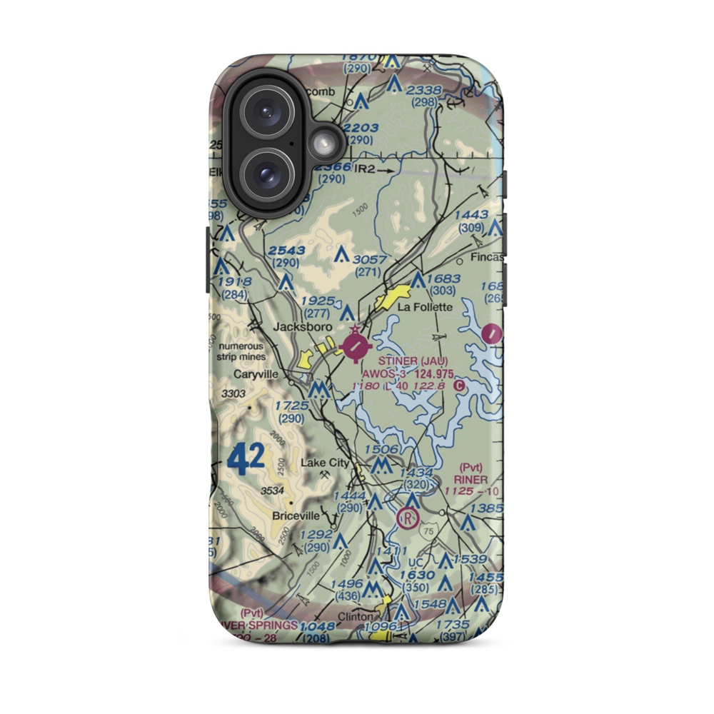 Colonel Tommy C Stiner Airfield (JAU) VFR Sectional  Tough iPhone Case iPhone 16 Plus model shown
