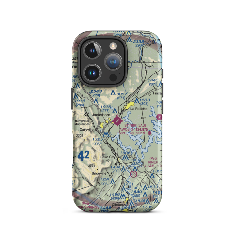 Colonel Tommy C Stiner Airfield (JAU) VFR Sectional  Tough iPhone Case iPhone 16 Pro model shown