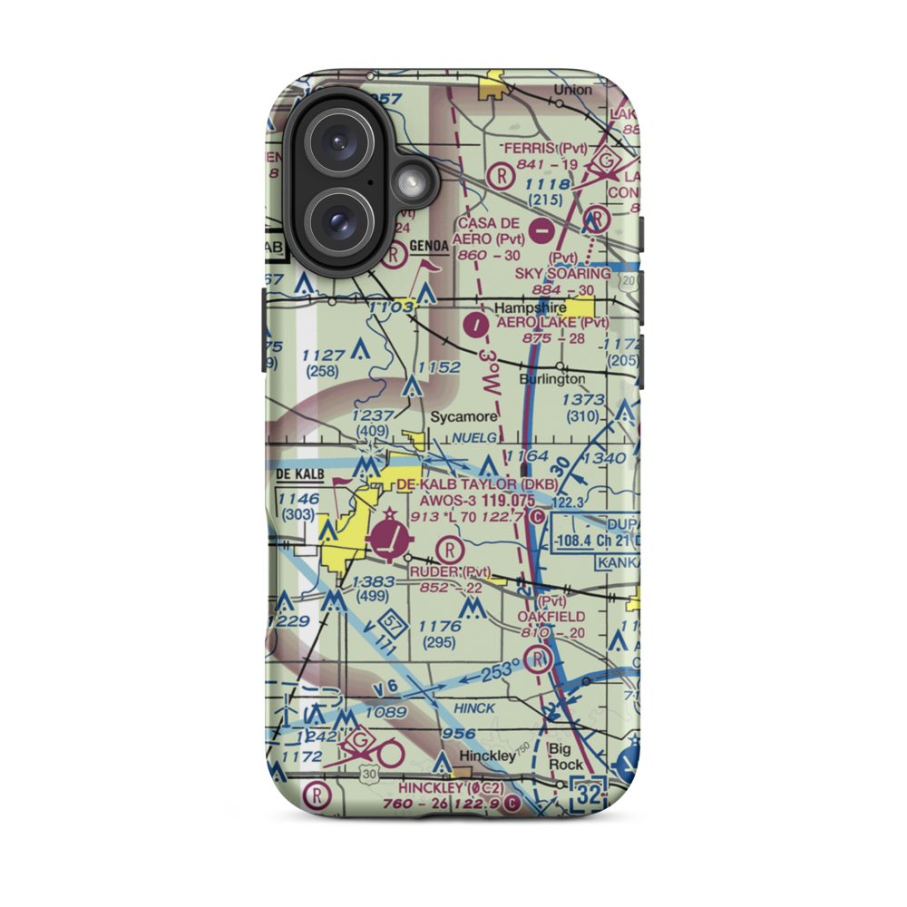 Colonial Acres Airport (4LL8) VFR Sectional  Tough iPhone Case iPhone 16 Plus model shown