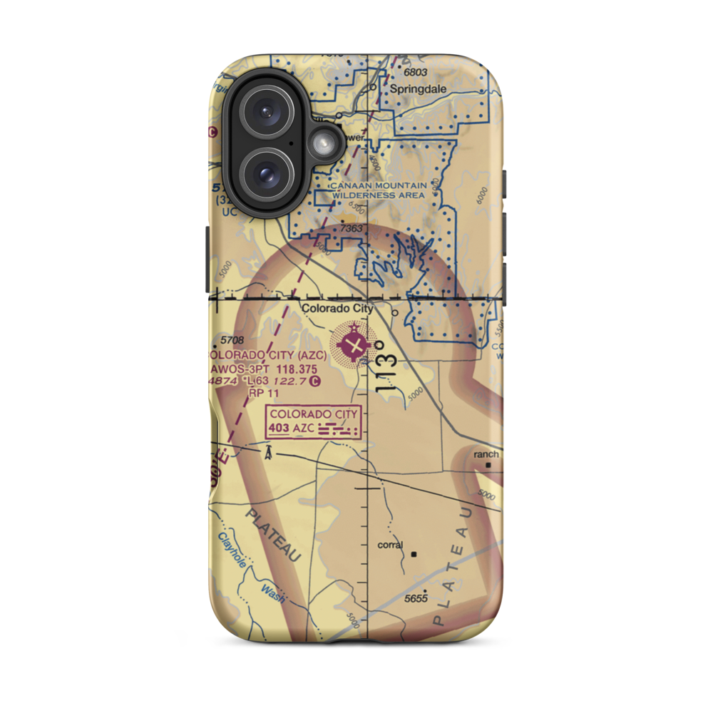 Colorado City Municipal Airport (AZC) VFR Sectional  Tough iPhone Case iPhone 16 Plus model shown
