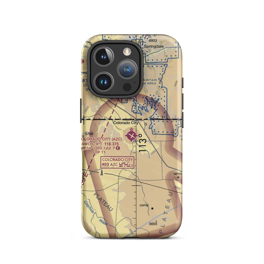 Colorado City Municipal Airport (AZC) VFR Sectional  Tough iPhone Case iPhone 16 Pro model shown