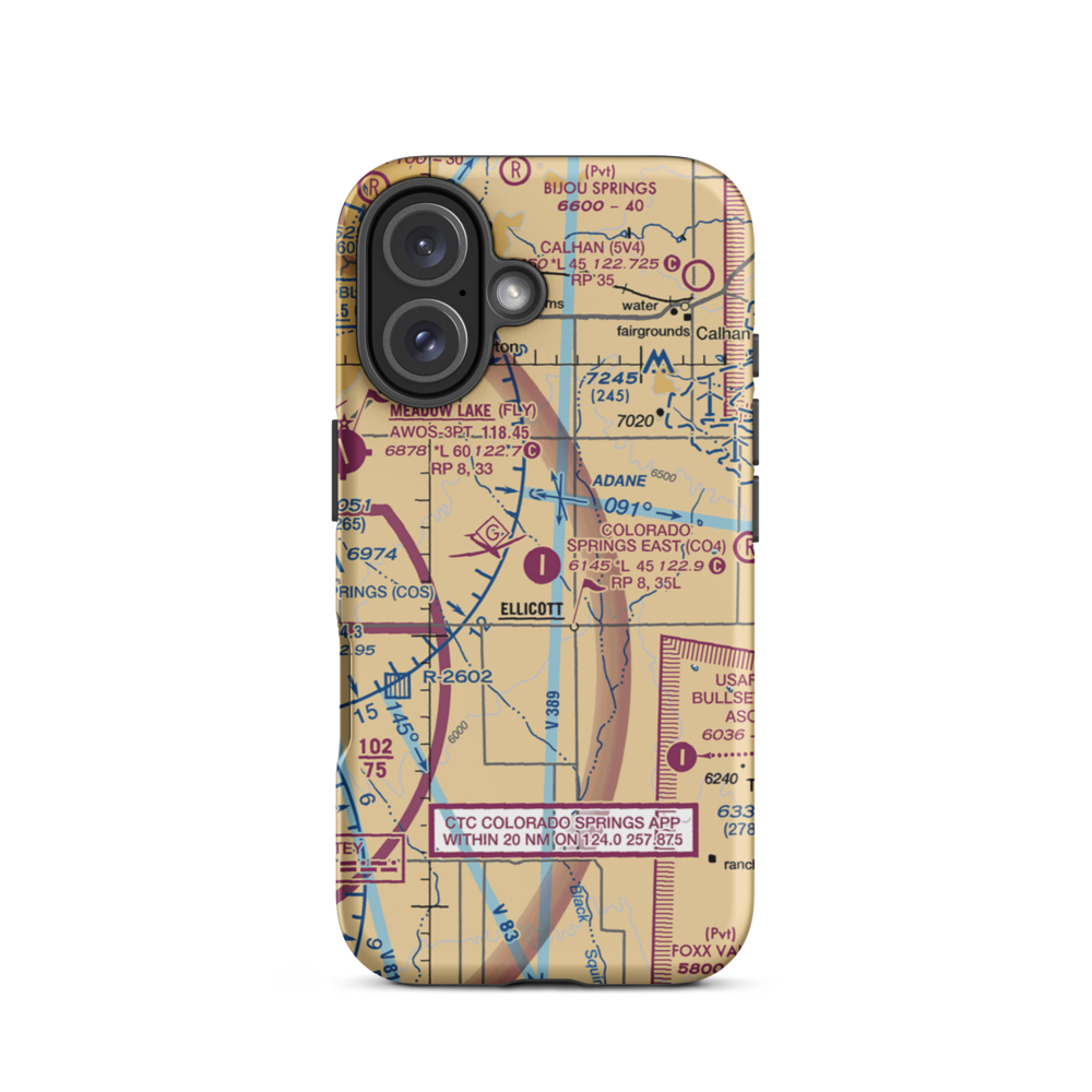 Colorado Springs East Airport (CO4) VFR Sectional  Tough iPhone Case iPhone 16 model shown