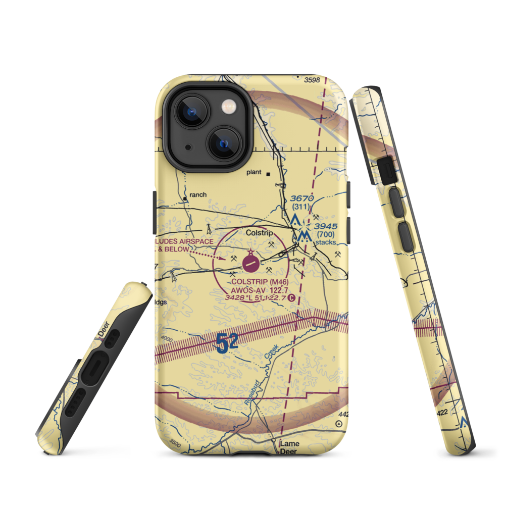 Colstrip Airport (M46) VFR Sectional  Tough iPhone Case iPhone 14 model shown