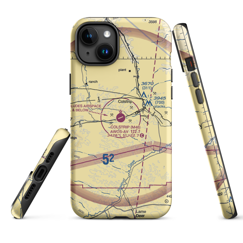 Colstrip Airport (M46) VFR Sectional  Tough iPhone Case iPhone 15 Plus model shown