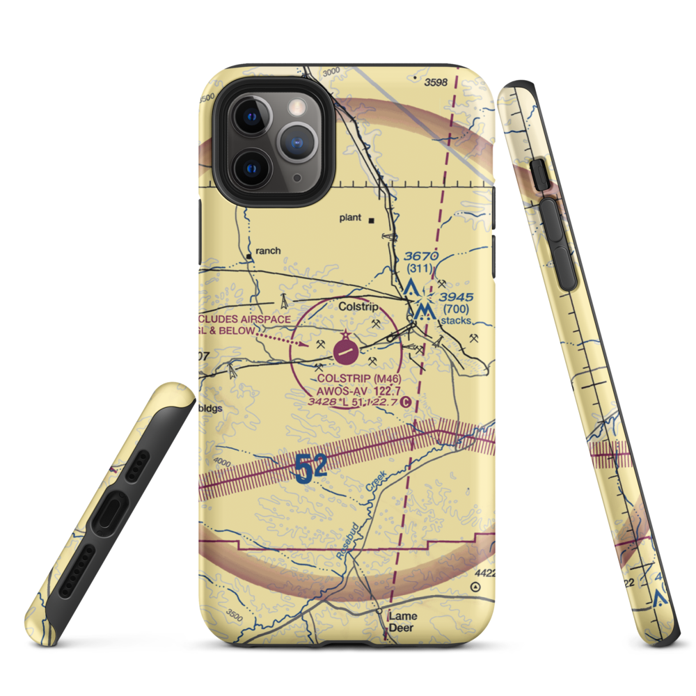 Colstrip Airport (M46) VFR Sectional  Tough iPhone Case iPhone 11 Pro Max model shown