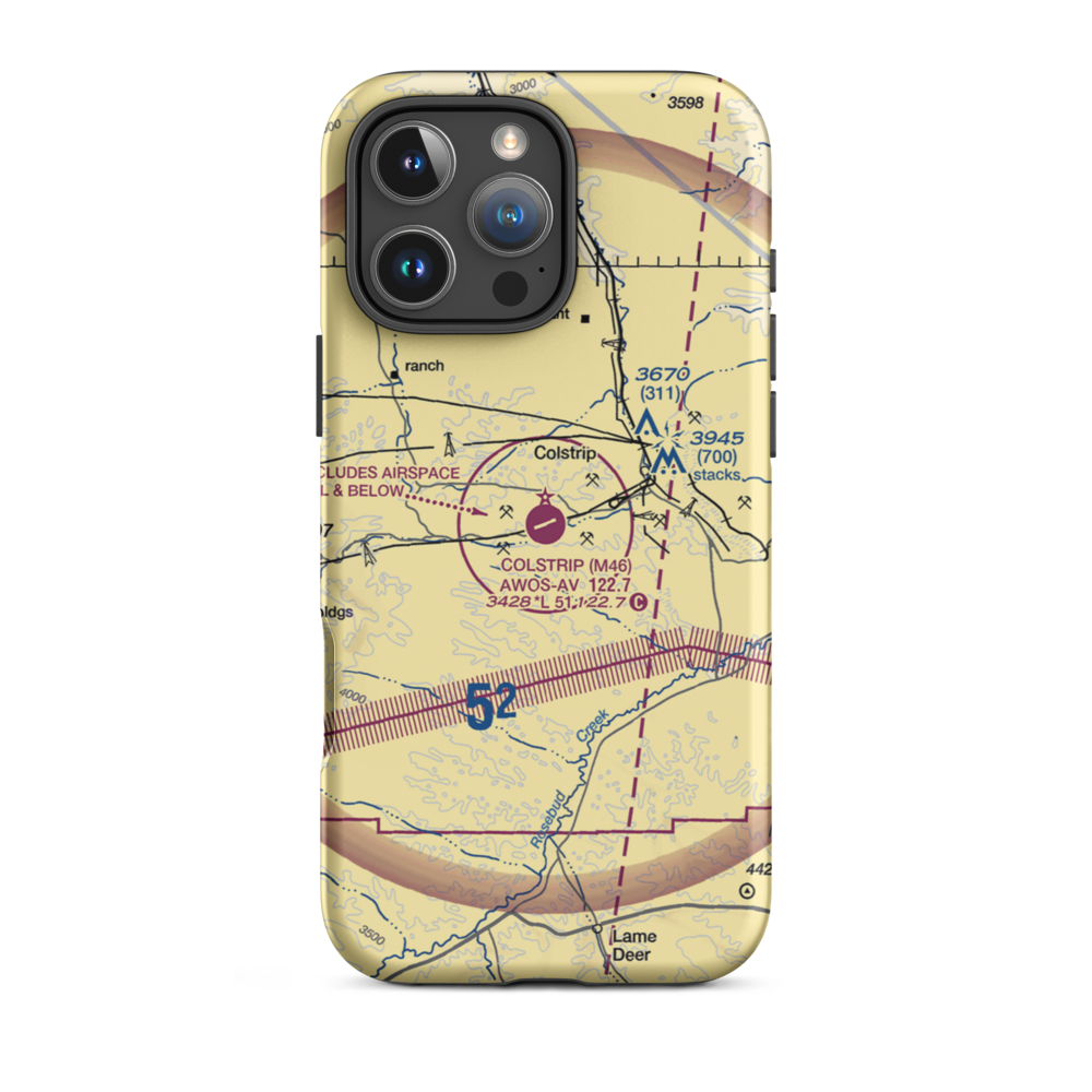 Colstrip Airport (M46) VFR Sectional  Tough iPhone Case iPhone 16 Pro Max model shown
