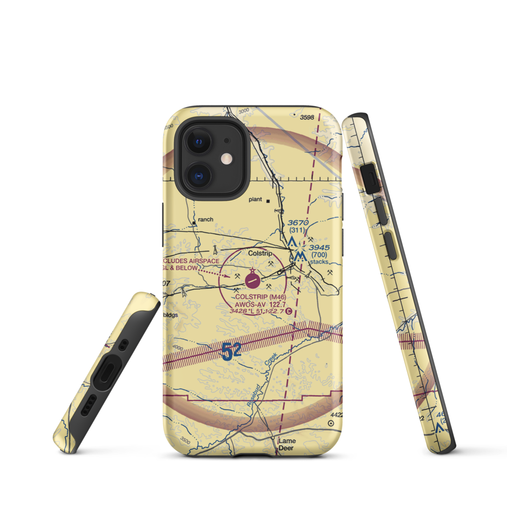 Colstrip Airport (M46) VFR Sectional  Tough iPhone Case iPhone 12 mini model shown