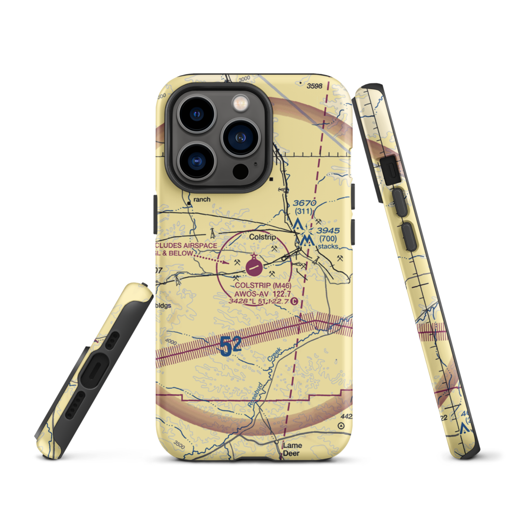 Colstrip Airport (M46) VFR Sectional  Tough iPhone Case iPhone 13 Pro model shown
