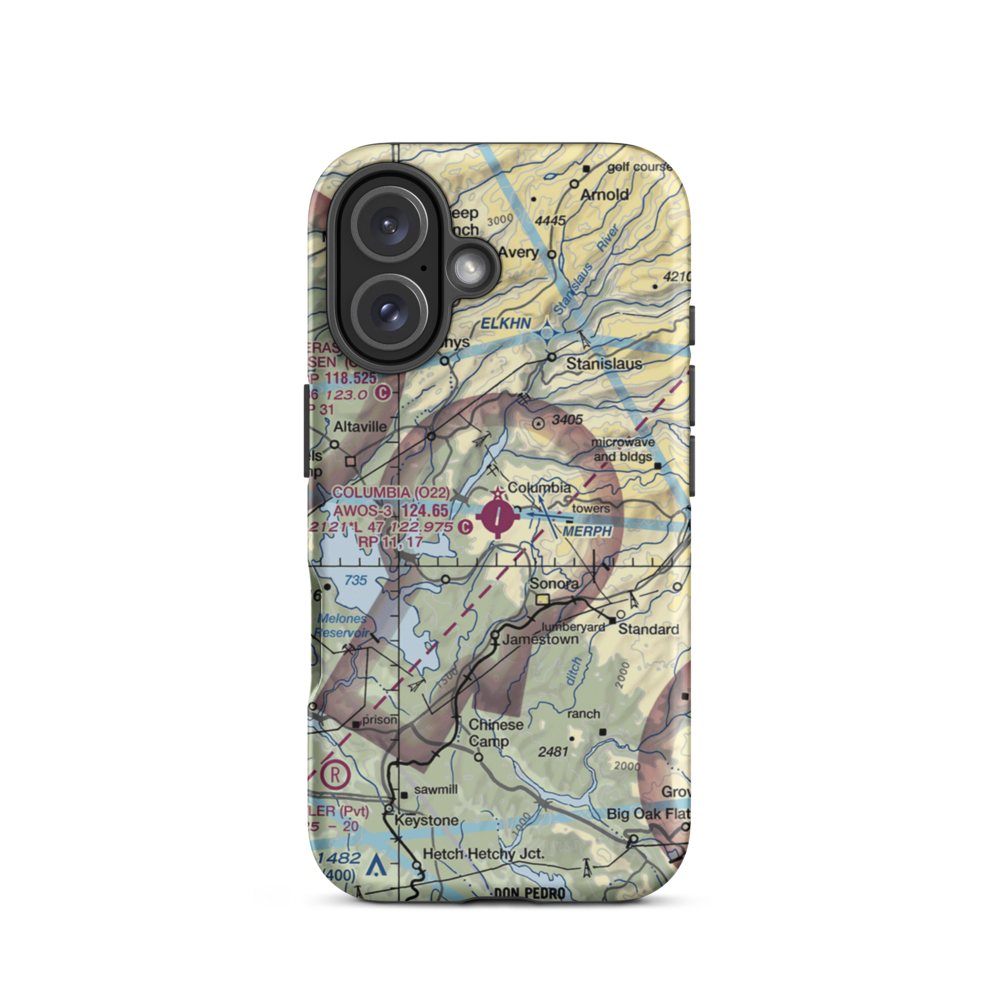 Columbia Airport (O22) VFR Sectional  Tough iPhone Case iPhone 16 model shown