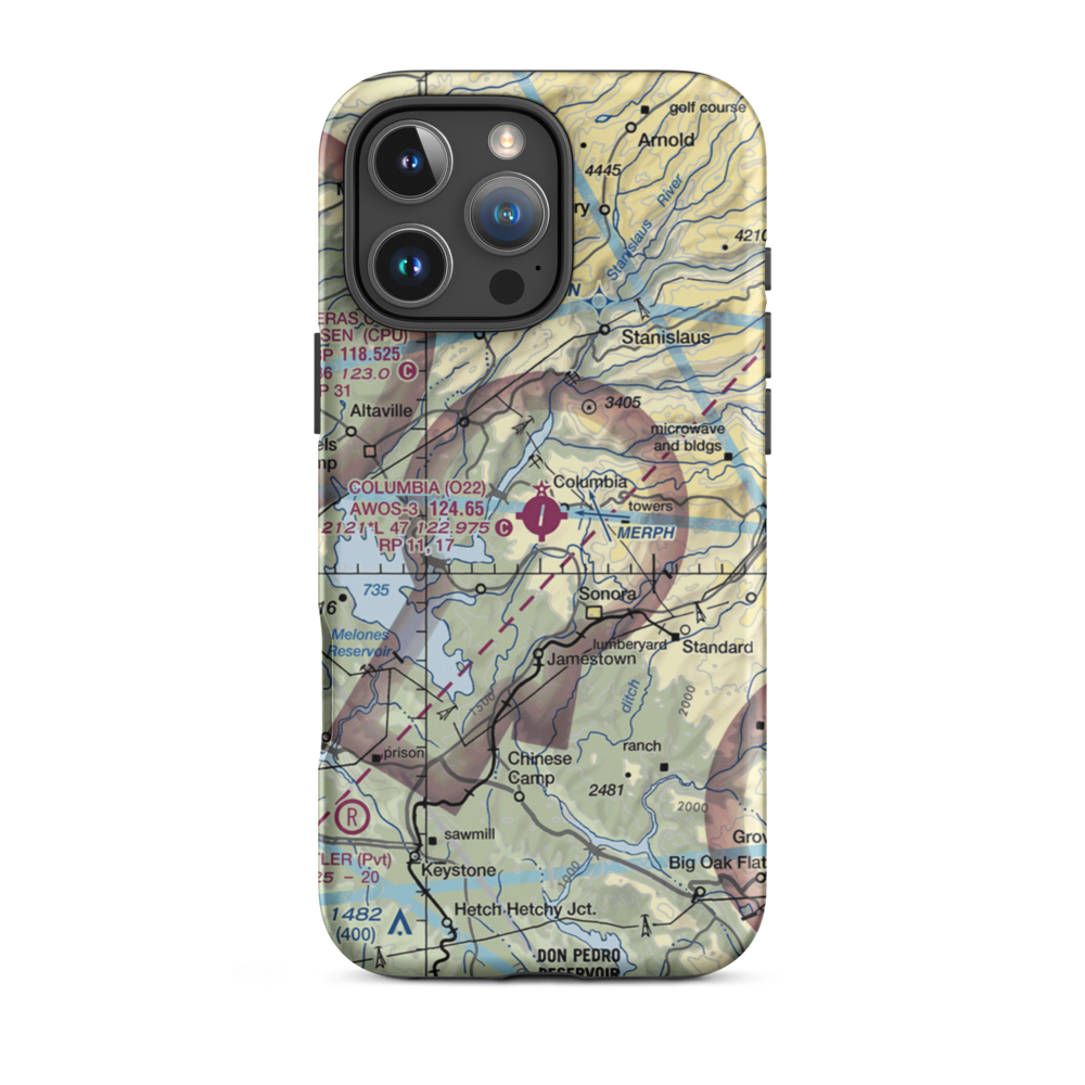 Columbia Airport (O22) VFR Sectional  Tough iPhone Case iPhone 16 Pro Max model shown