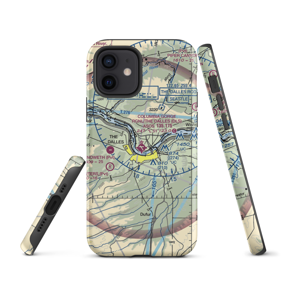 Columbia Gorge Regional the Dalles Municipal Airport (DLS) VFR Sectional  Tough iPhone Case iPhone 12 model shown