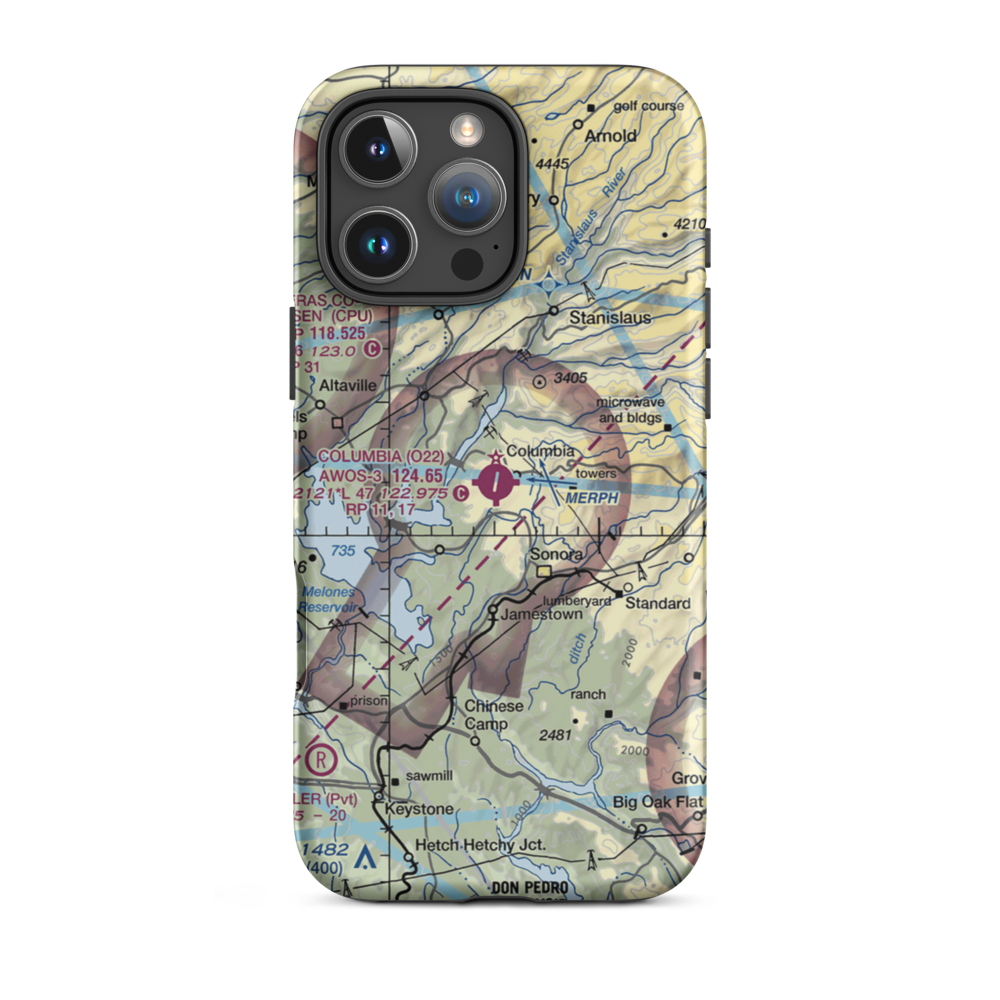 Columbia Heliport (6Q0) VFR Sectional  Tough iPhone Case iPhone 16 Pro Max model shown
