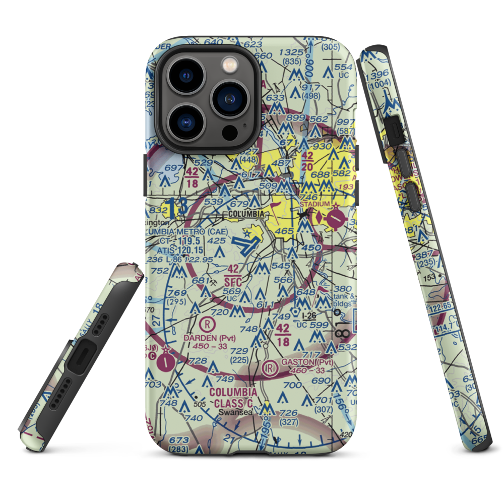 Columbia Metropolitan Airport (CAE) VFR Sectional  Tough iPhone Case iPhone 13 Pro Max model shown