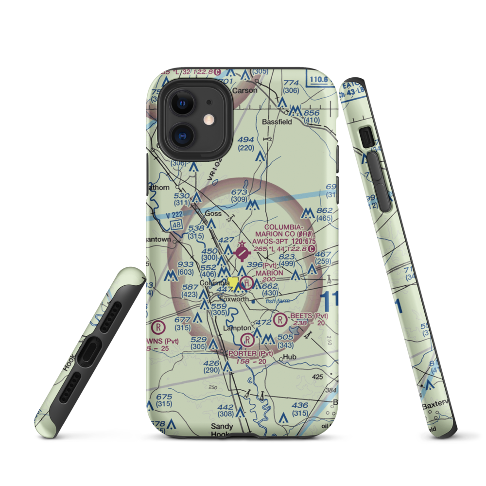 Columbia-Marion County Airport (0R0) VFR Sectional  Tough iPhone Case iPhone 11 model shown