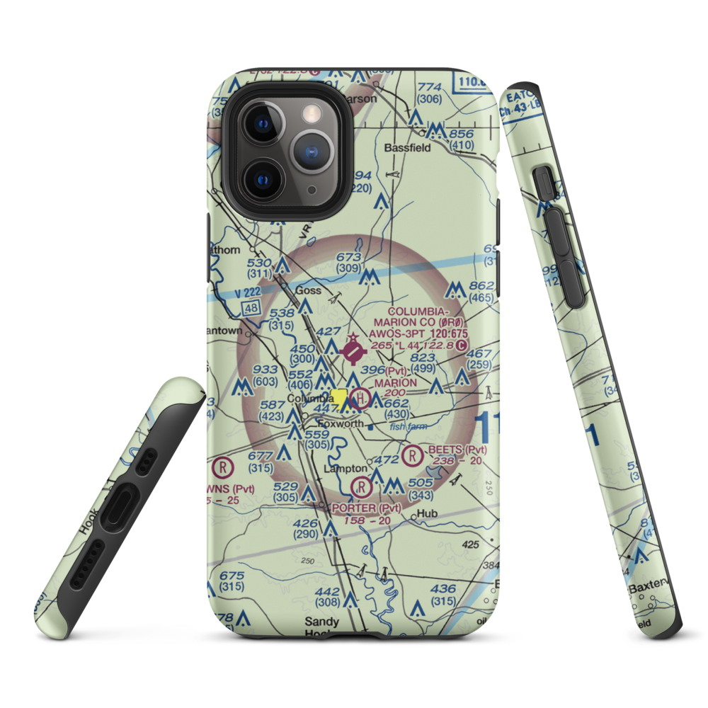 Columbia-Marion County Airport (0R0) VFR Sectional  Tough iPhone Case iPhone 11 Pro model shown