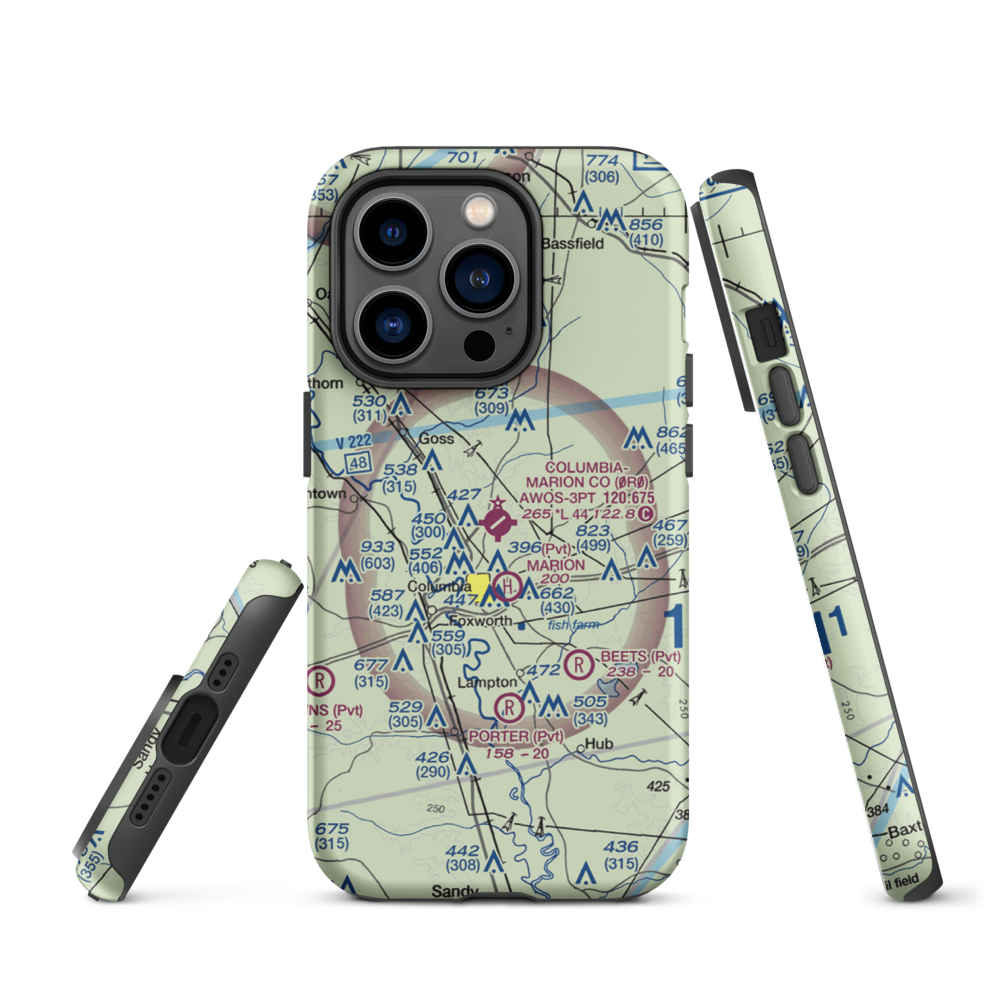 Columbia-Marion County Airport (0R0) VFR Sectional  Tough iPhone Case iPhone 14 Pro model shown