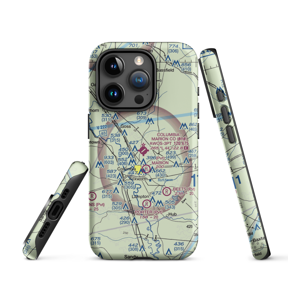 Columbia-Marion County Airport (0R0) VFR Sectional  Tough iPhone Case iPhone 15 Pro model shown