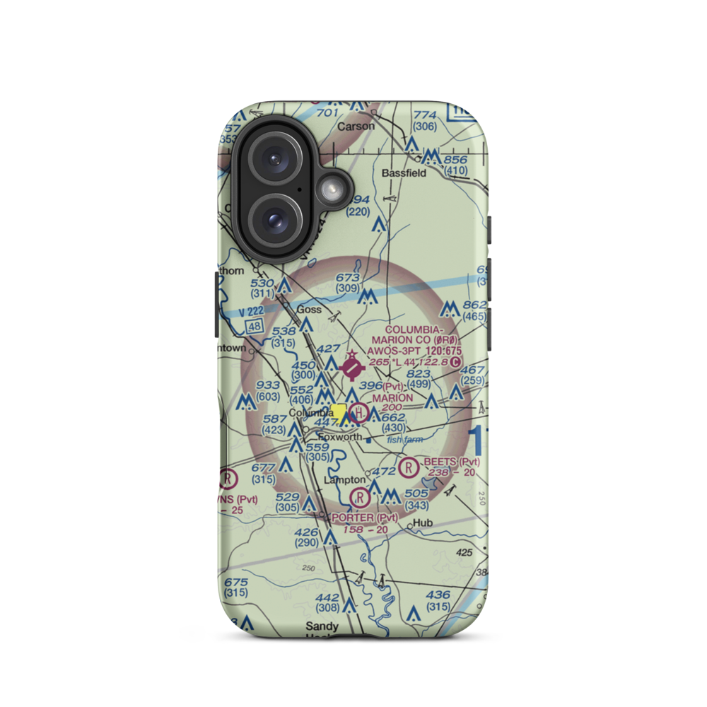 Columbia-Marion County Airport (0R0) VFR Sectional  Tough iPhone Case iPhone 16 model shown