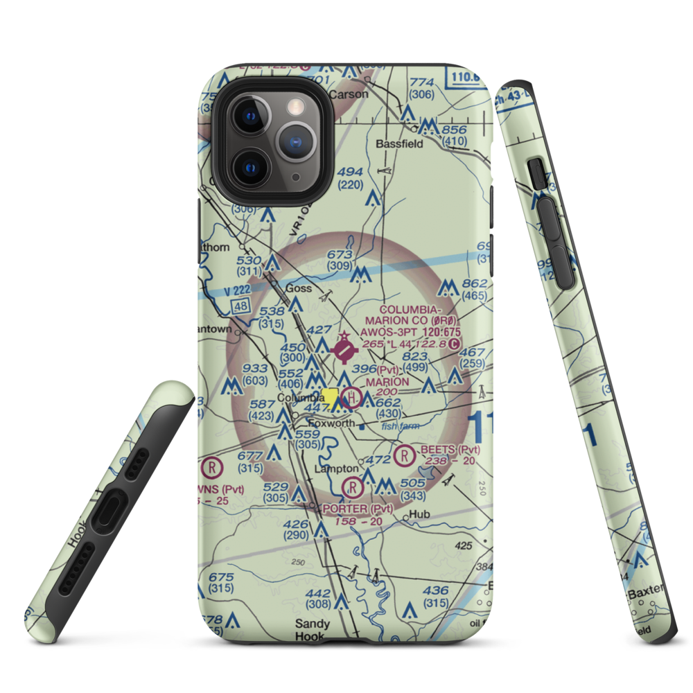 Columbia-Marion County Airport (0R0) VFR Sectional  Tough iPhone Case iPhone 11 Pro Max model shown