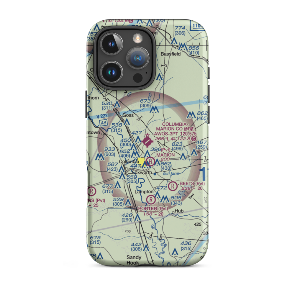 Columbia-Marion County Airport (0R0) VFR Sectional  Tough iPhone Case iPhone 16 Pro Max model shown