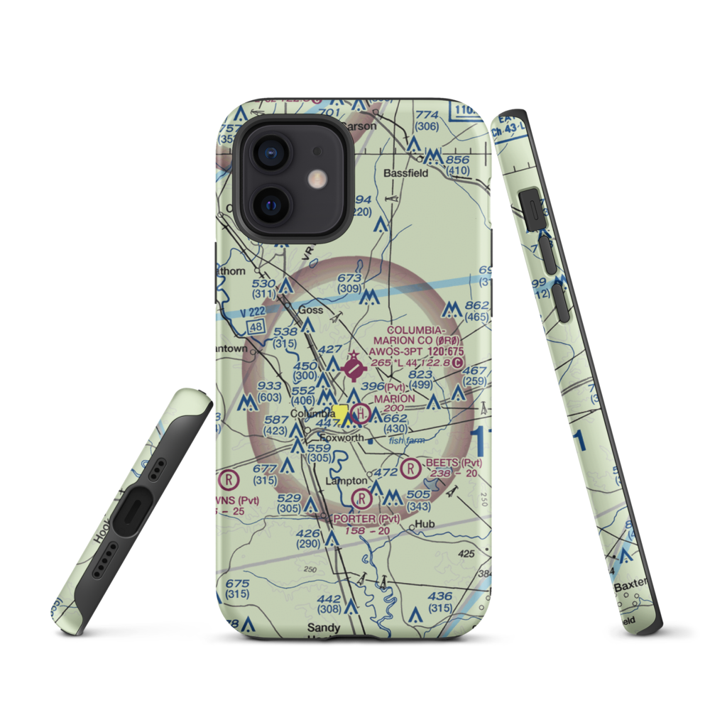 Columbia-Marion County Airport (0R0) VFR Sectional  Tough iPhone Case iPhone 12 model shown