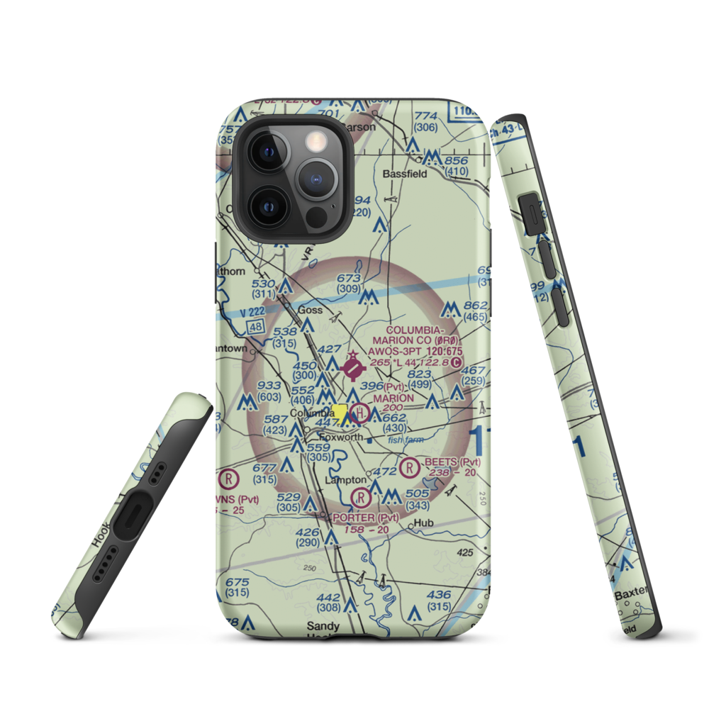 Columbia-Marion County Airport (0R0) VFR Sectional  Tough iPhone Case iPhone 12 Pro model shown