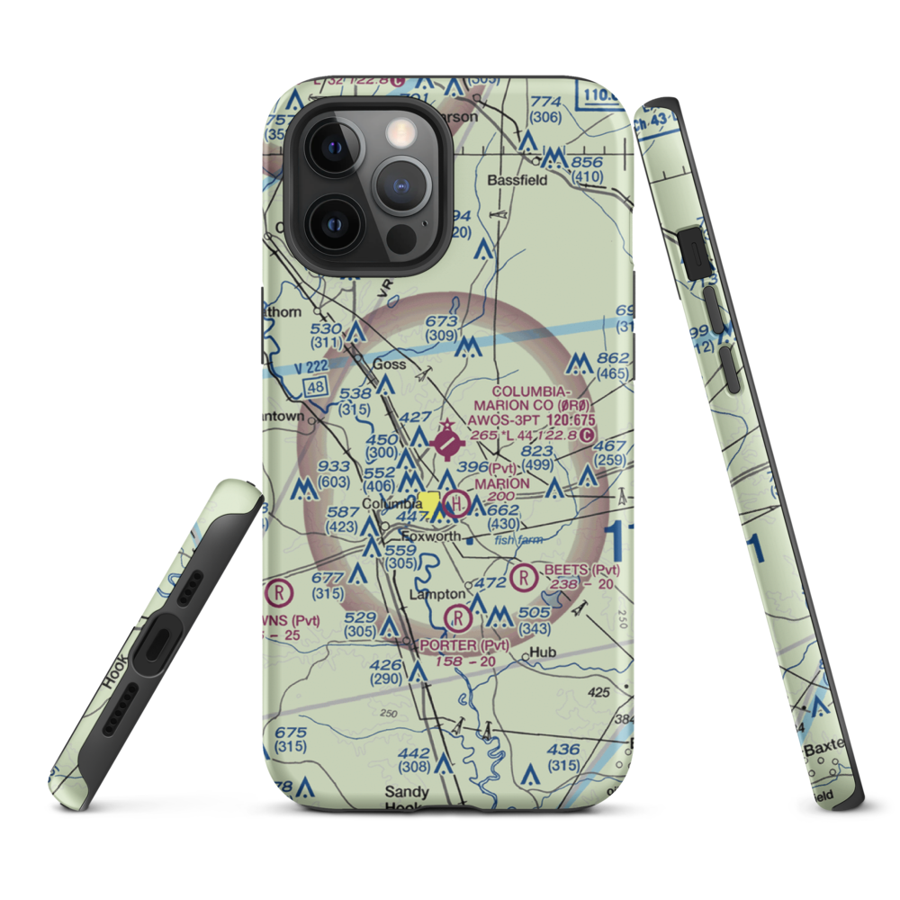 Columbia-Marion County Airport (0R0) VFR Sectional  Tough iPhone Case iPhone 12 Pro Max model shown